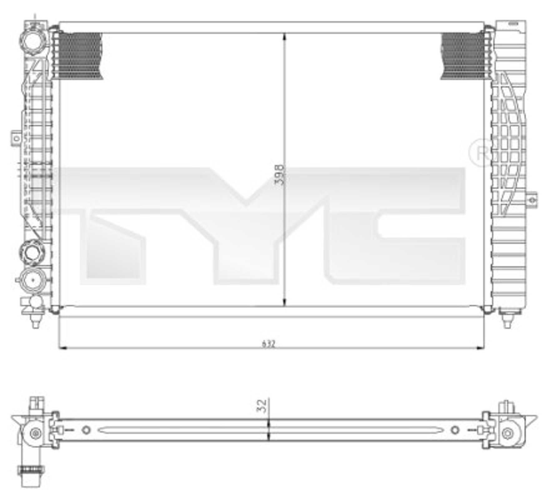 Радиатор системы охлаждения TYC 702-0034