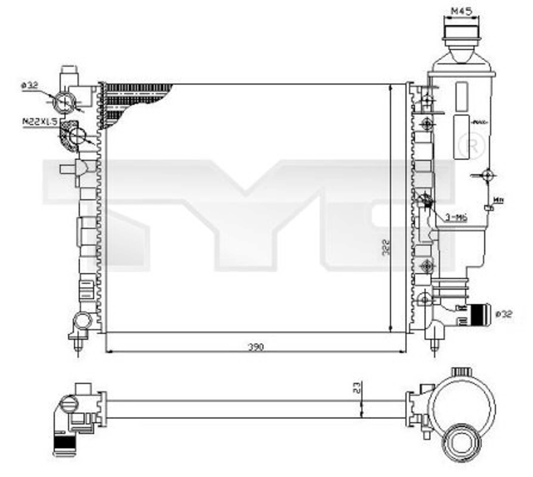 Радиатор системы охлаждения TYC 705-0032
