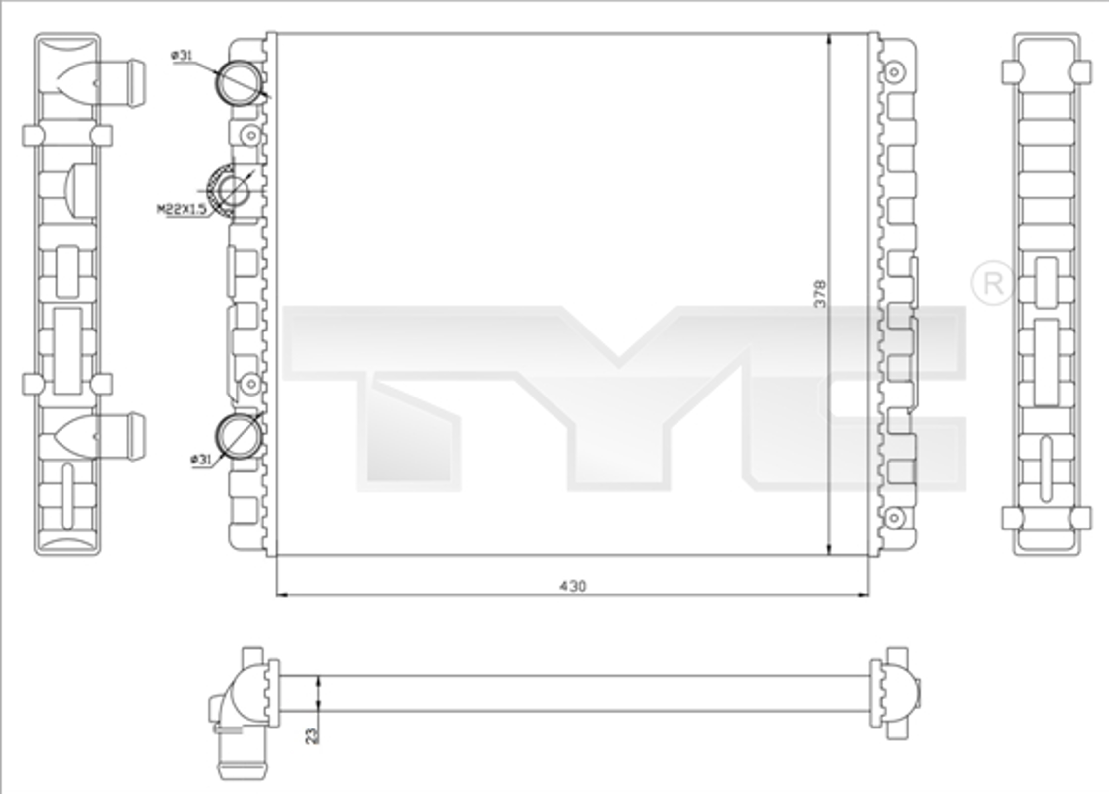 Радиатор системы охлаждения TYC 737-0040