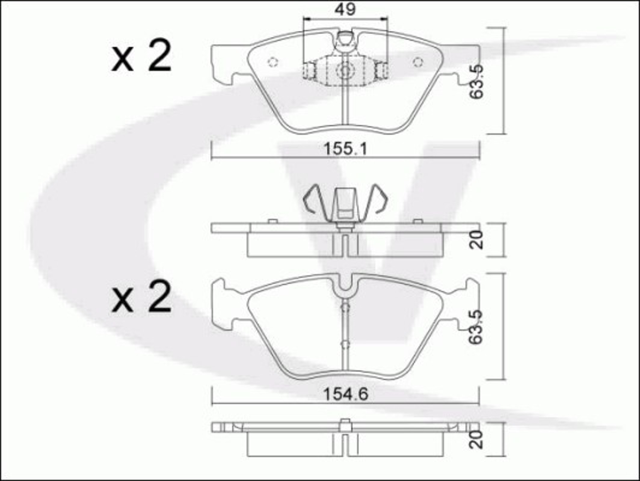 Колодки тормозные дисковые VAICO V20-8155