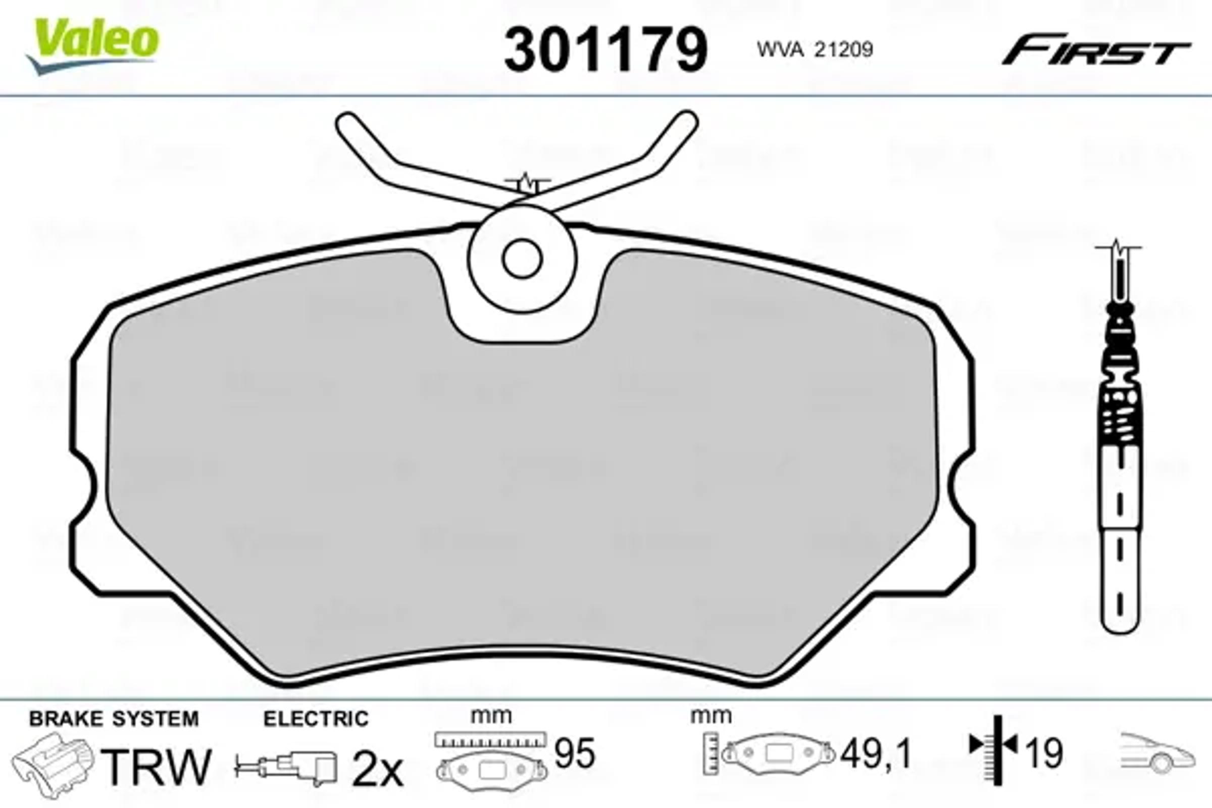 Колодки тормозные дисковые VALEO 301179