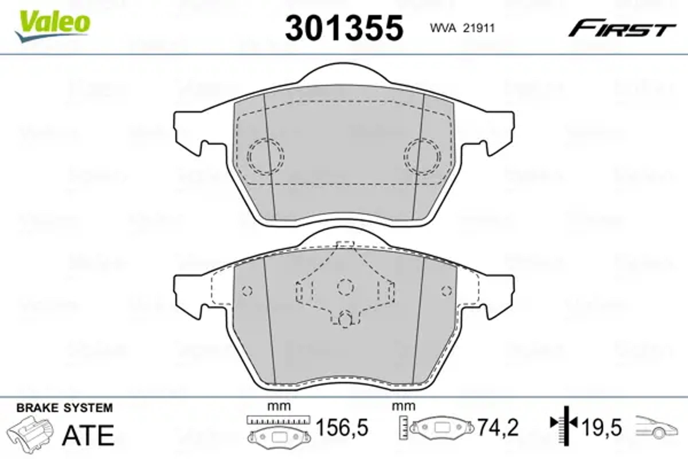 Колодки тормозные дисковые VALEO 301355