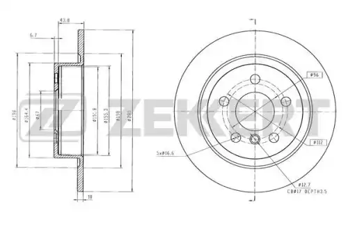 Bs-6597 диск тормозной задний bmw 1 (f40) 19- 2 (f44 f45 f46) 13- x1 (f48) 14- x2 (f39) 18- mini coo ZEKKERT BS-6597