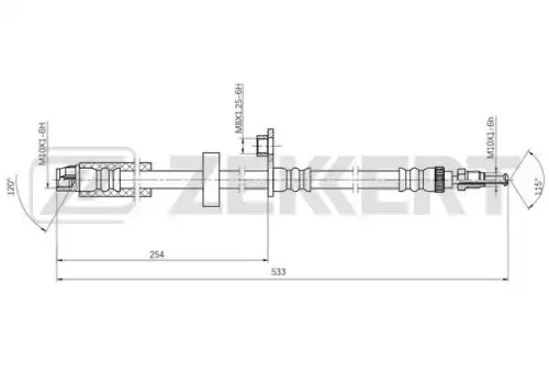 Bs-9510 шланг тормозной передний citroen c3 ii iii 14- c3 picasso 09- peugeot 207 06- 407 05- ZEKKERT BS-9510