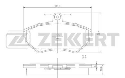Комплект тормозных колодок дискового тормоз ZEKKERT BS2387