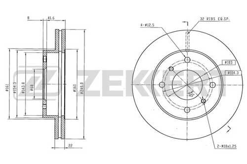 Диск торм. перед. nissan bluebird (u11 u12 t12 t72) 82 zekkert ZEKKERT BS6054