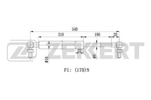 Амортизатор багажника ZEKKERT GF-1539