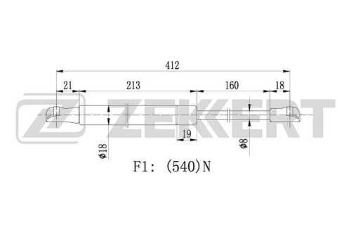 Амортизатор багажника правый ZEKKERT GF1902