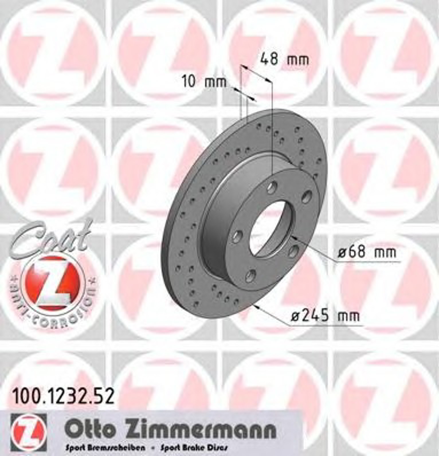 Диск тормозной ZIMMERMANN 100.1232.52