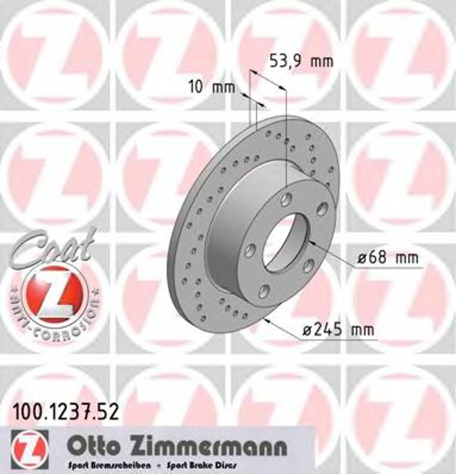Диск тормозной ZIMMERMANN 100.1237.52