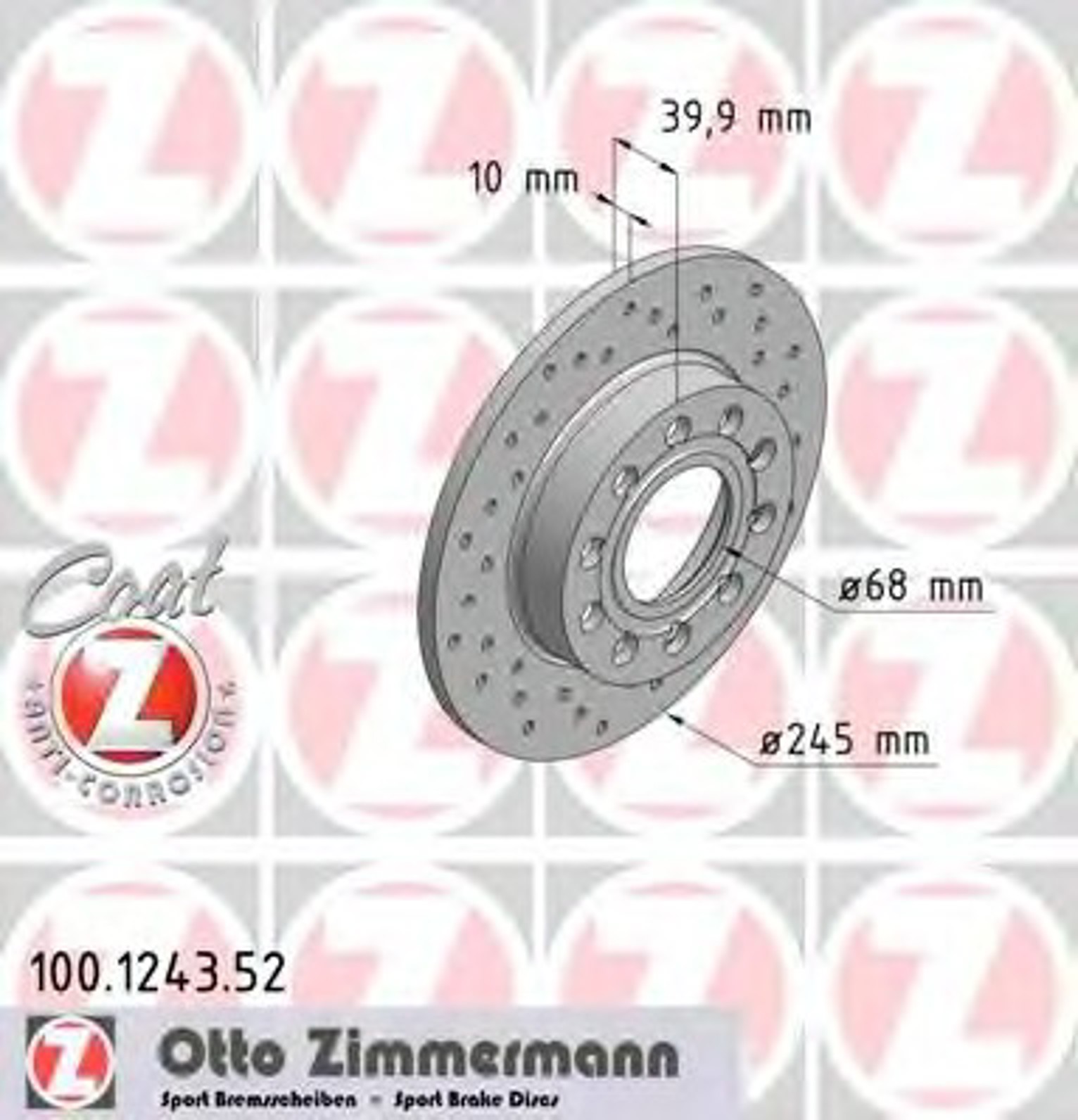 Диск тормозной ZIMMERMANN 100.1243.52