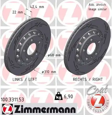 Диск тормозной ZIMMERMANN 100.3311.53
