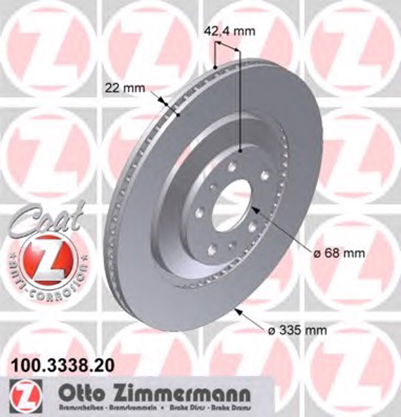 Тормозные диски ZIMMERMANN 100.3338.20