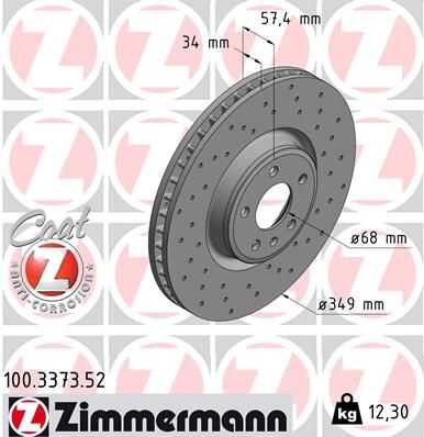 Диск тормозной ZIMMERMANN 100.3373.52
