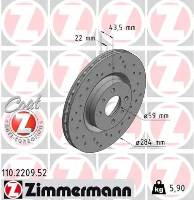 Тормозные диски ZIMMERMANN 110.2209.52