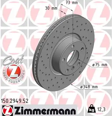 Диск тормозной ZIMMERMANN 150.2949.52