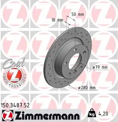 Диск тормозной ZIMMERMANN 150.3487.52