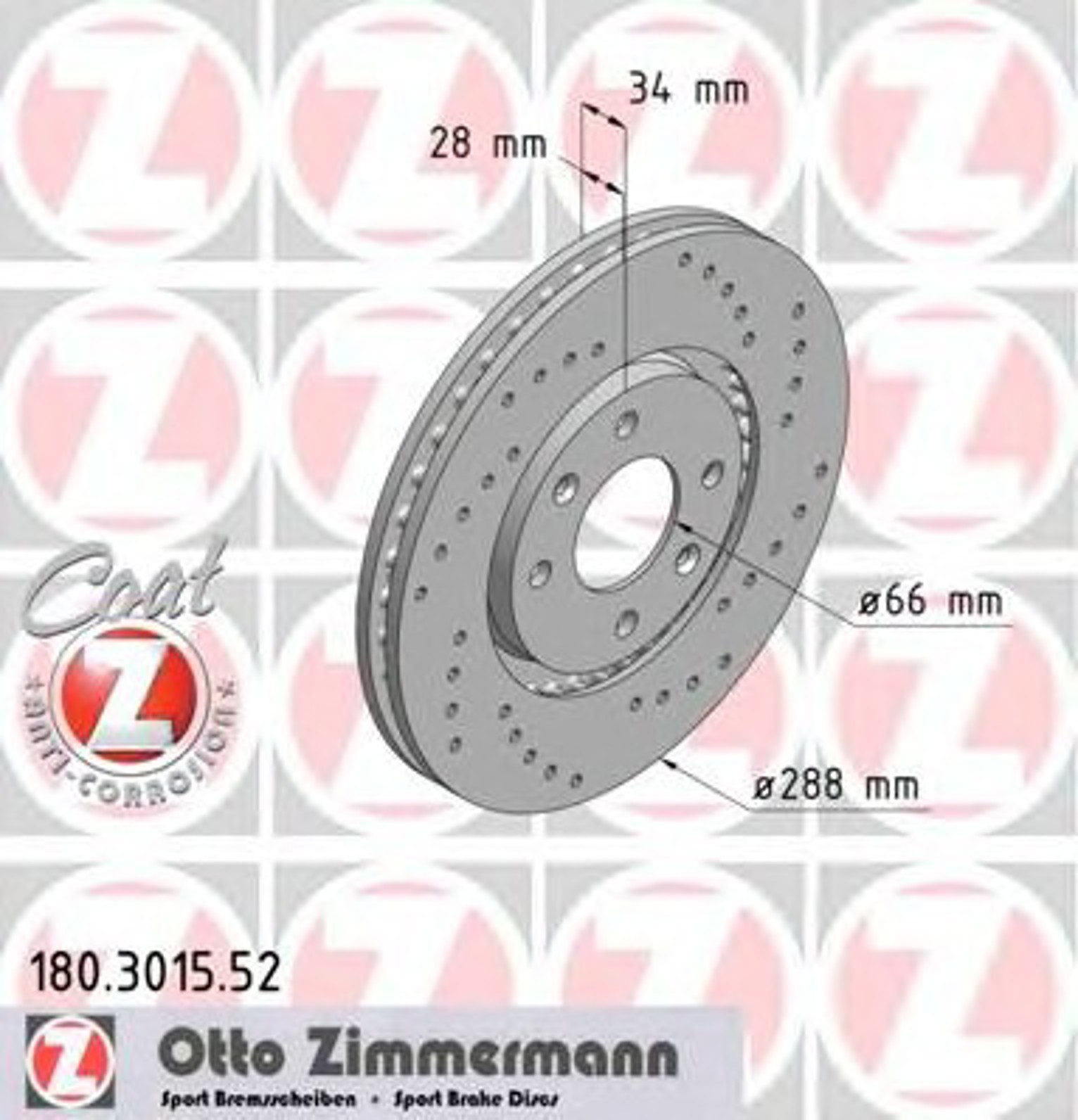 Диск тормозной ZIMMERMANN 180.3015.52