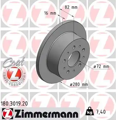 Тормозные диски ZIMMERMANN 180.3019.20