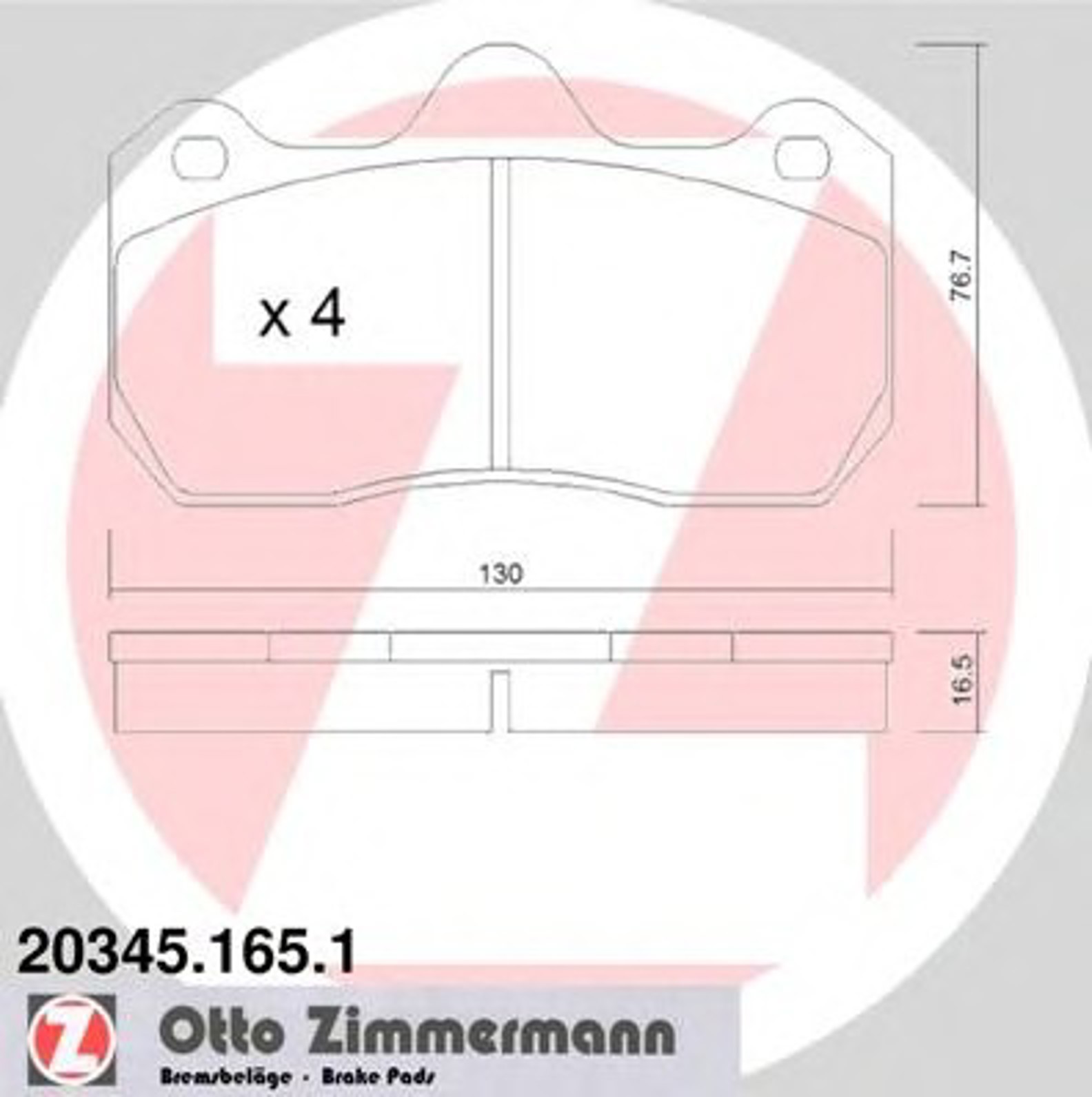 Колодки торм sbb ren clio 00-02/seat ibiza -12 ZIMMERMANN 20345.165.1