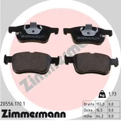 Тормозные колодки дисковые ZIMMERMANN 20556.170.1