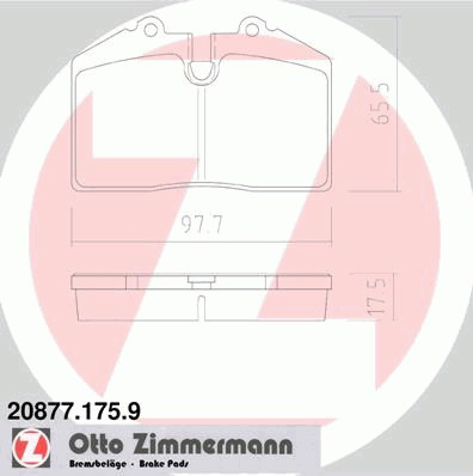 Колодки тормозные дисковые ZIMMERMANN 20877.175.9