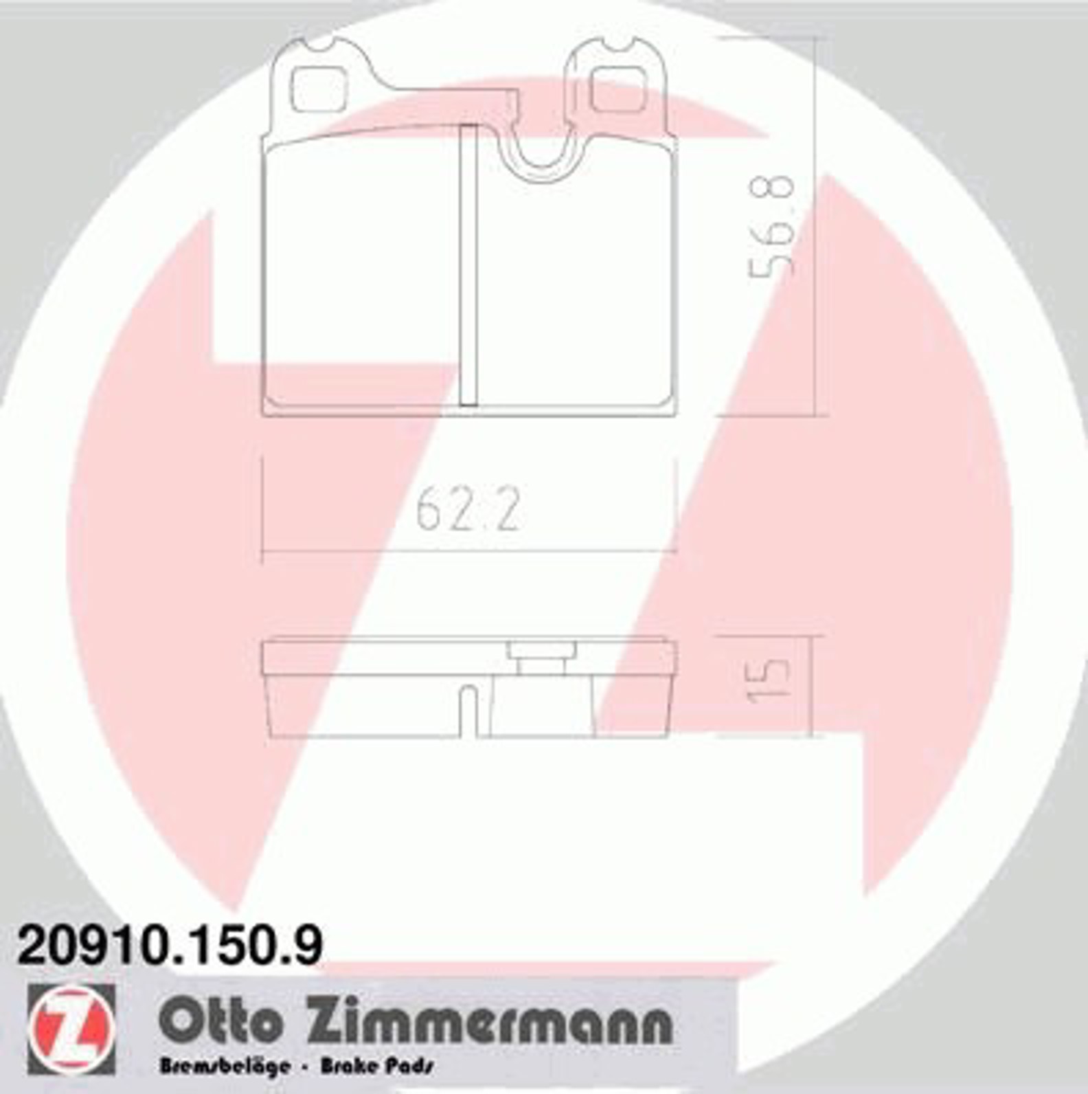 Колодки торм sbb porsche ZIMMERMANN 20910.150.9