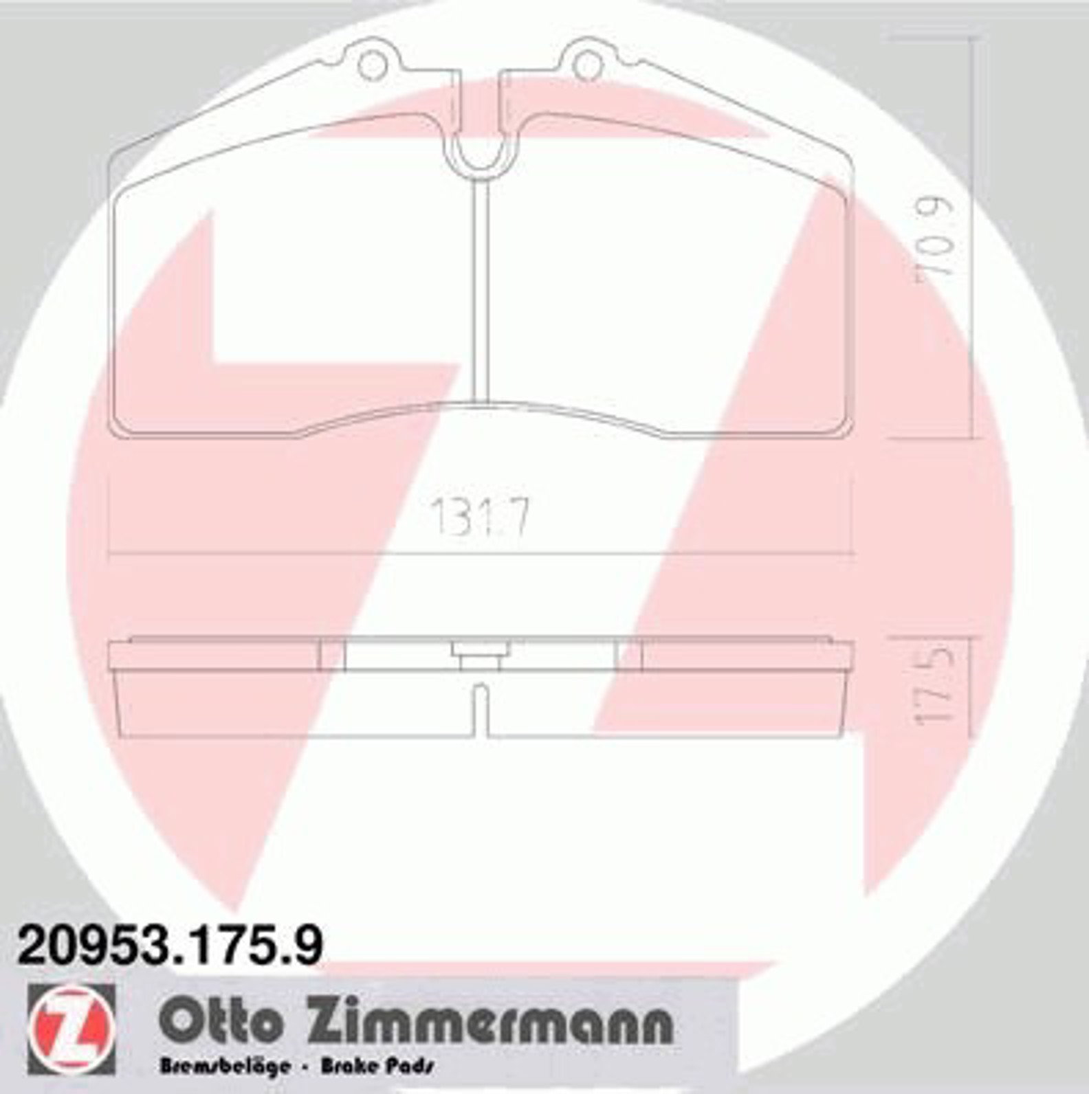 Колодки торм sbb porsche ZIMMERMANN 20953.175.9