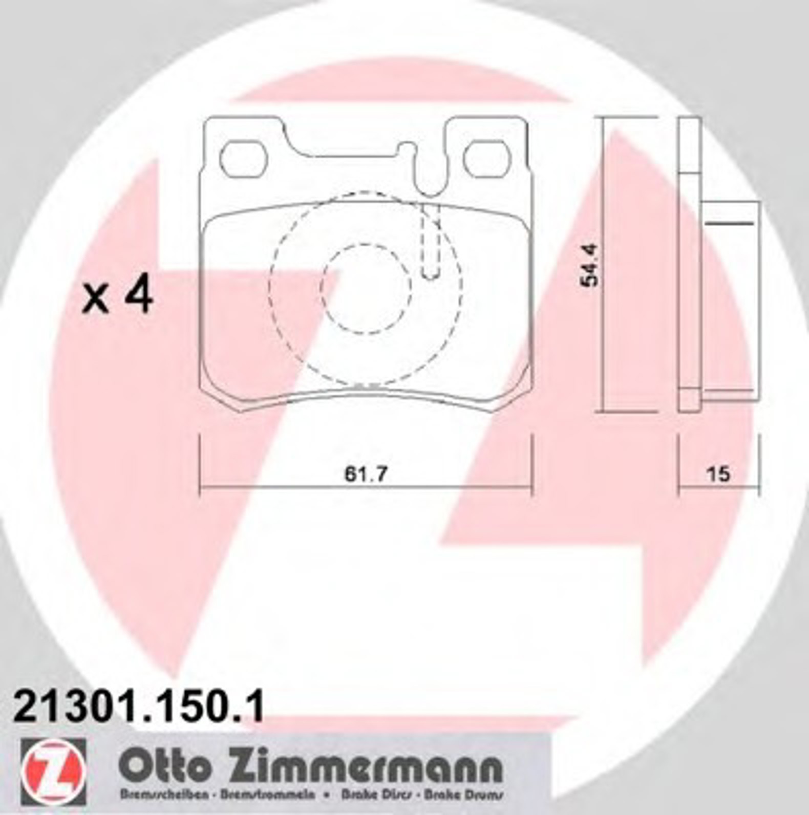 Колодки торм mb 124/201/202 зад. к-кт под дачик 82-97 ZIMMERMANN 21301.150.1