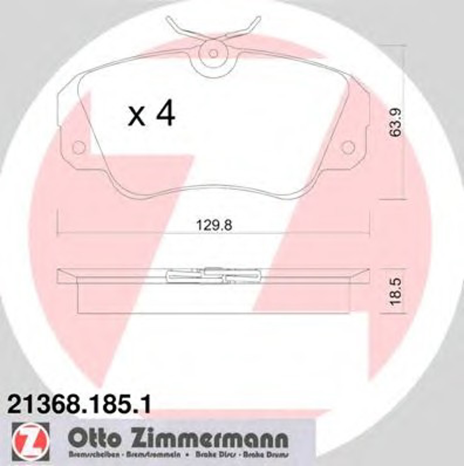 Колодки торм opel omeg b x20/x25xe/x30xe senat b c26ne/c30 f 94/03- ZIMMERMANN 21368.185.1