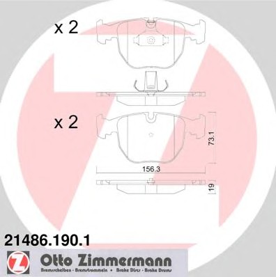 Комплект тормозных колодок дискового тормоза ZIMMERMANN 21486.190.1