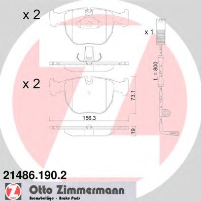 Комплект тормозных колодок дискового тормоза ZIMMERMANN 21486.190.2
