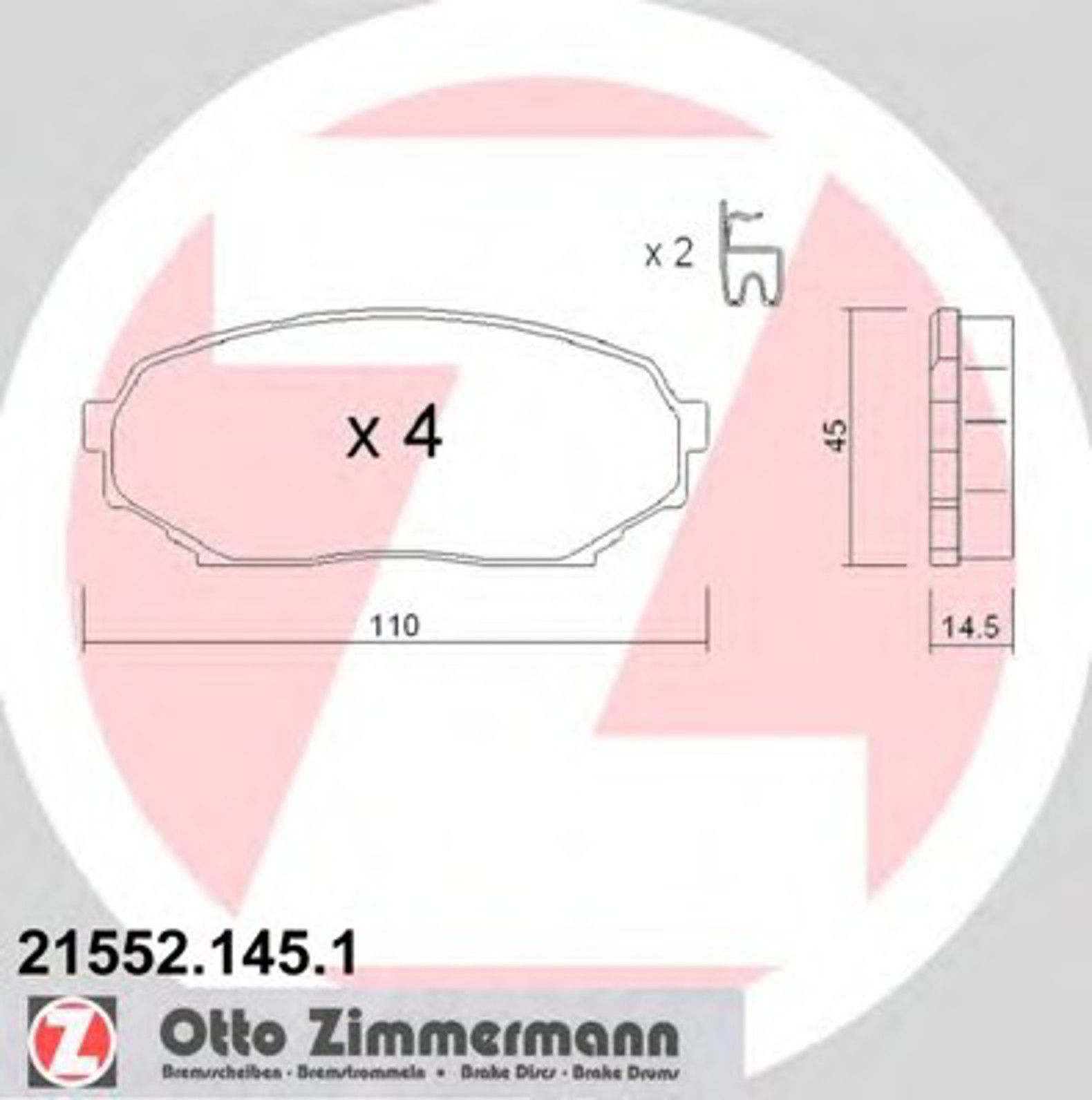 Колодки торм пер. maz mx-5 (90-98) ZIMMERMANN 21552.145.1