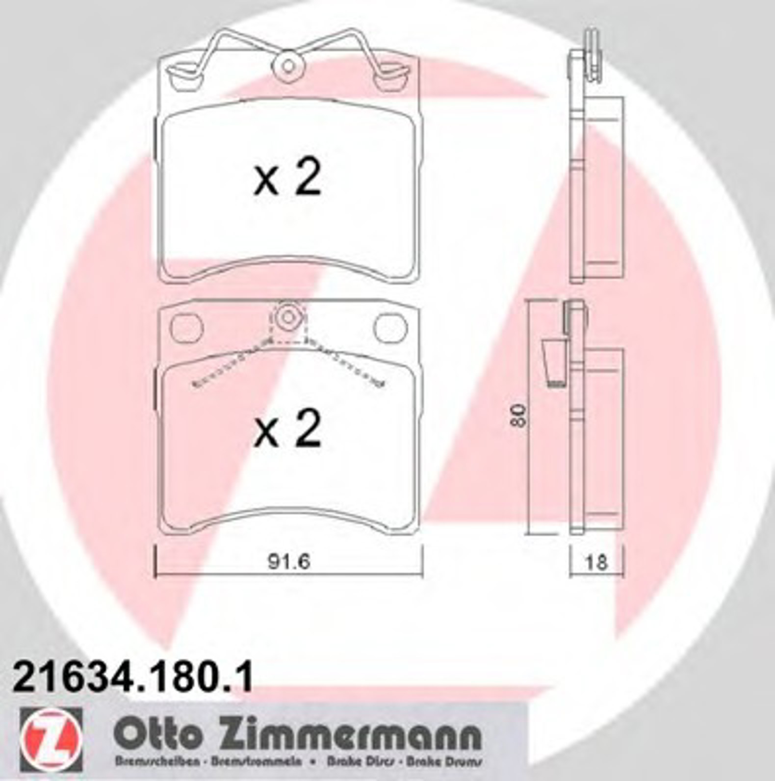Колодки торм vw tran er t4 24-25 пер 90 - ZIMMERMANN 21634.180.1