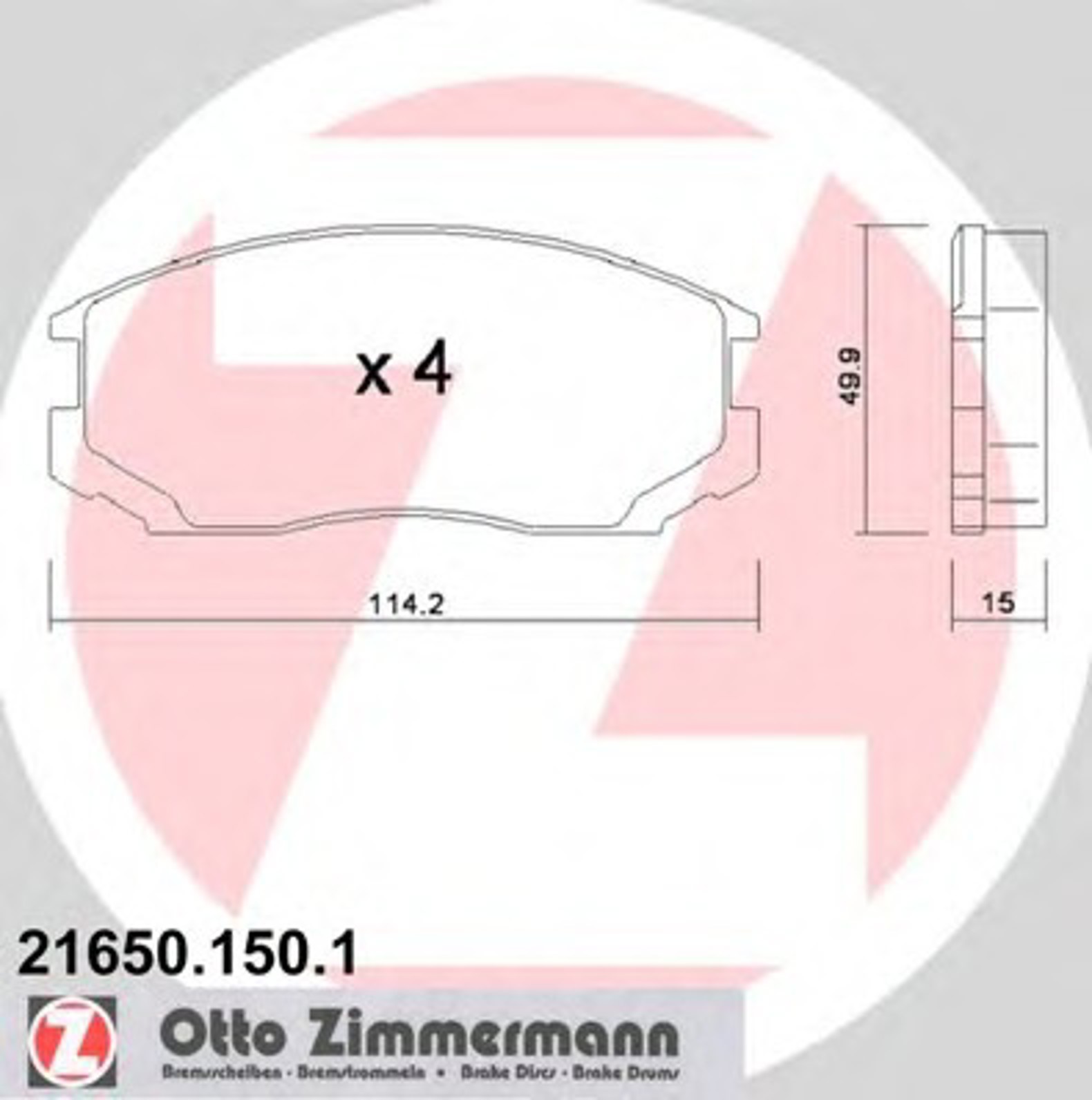 Колодки торм mit lancer 89-95 пер ZIMMERMANN 21650.150.1