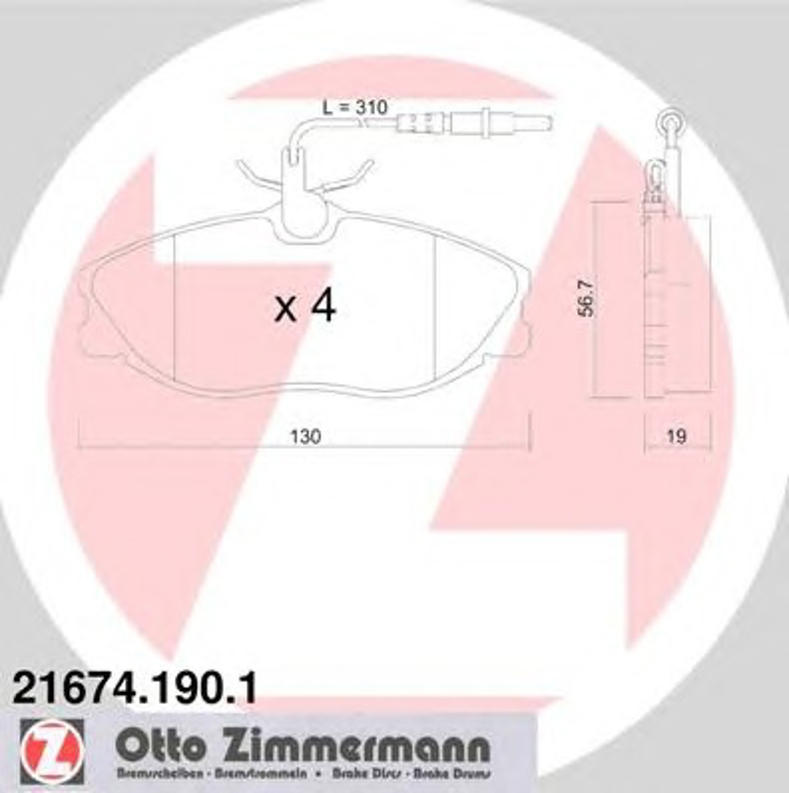 Колодки тормозные дисковые ZIMMERMANN 21674.190.1