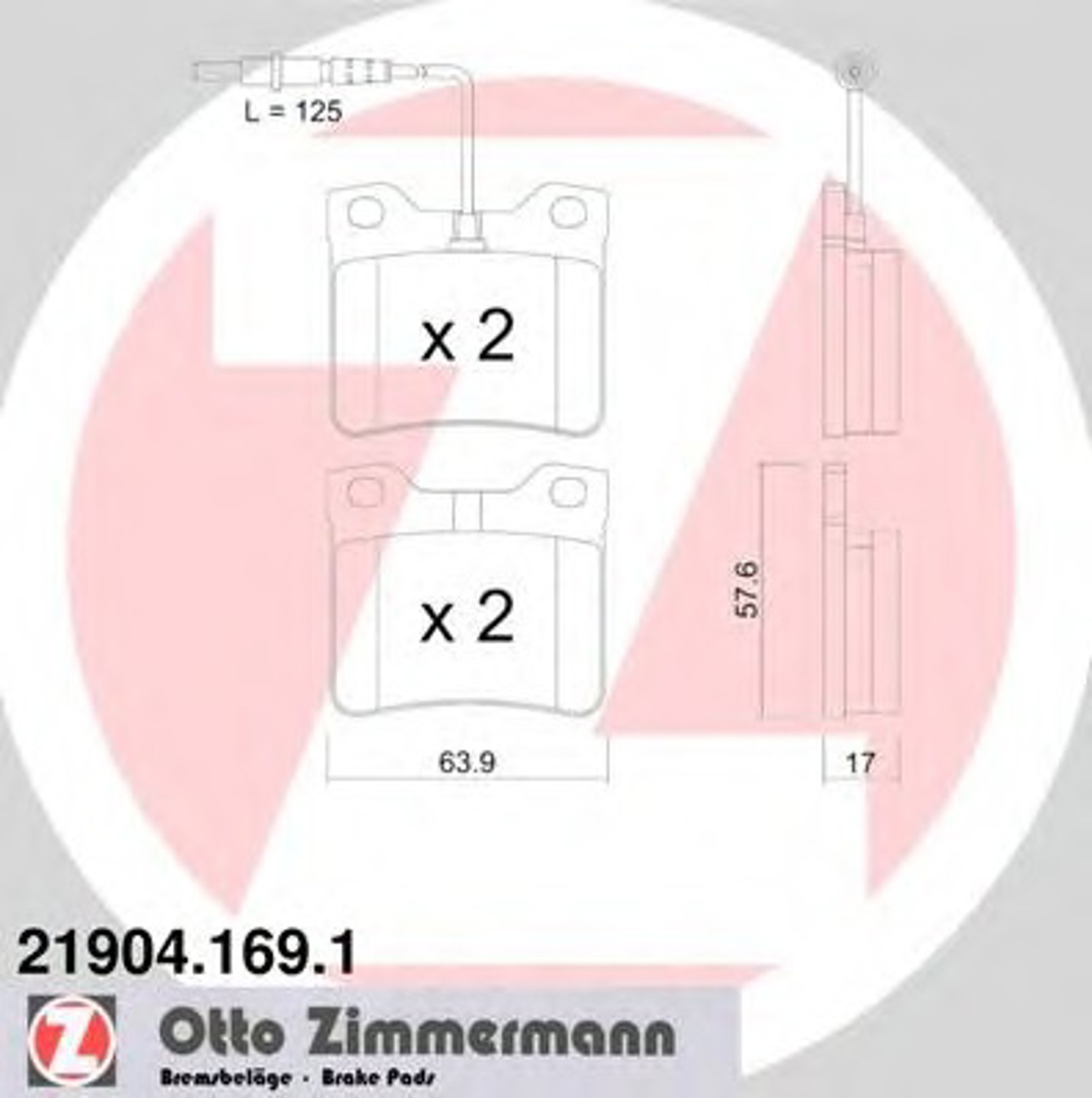 Колодки торм sbb mb 638 vito 108 2.3d/110 2.3td/113 2.0i 96-98 ZIMMERMANN 21904.169.1