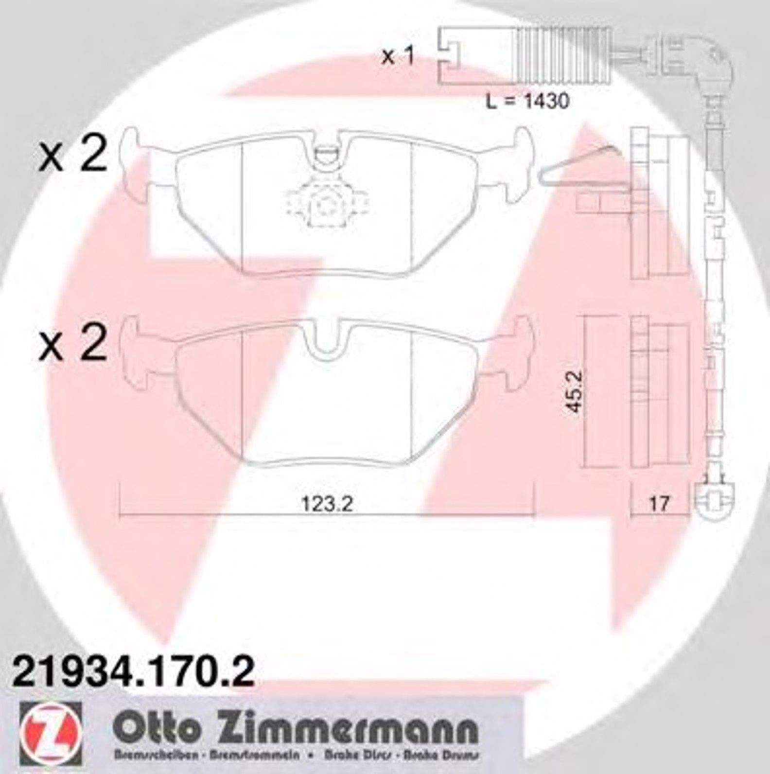 Колодки торм диск. зад. bmw 3 (e46) 98- ZIMMERMANN 21934.170.2