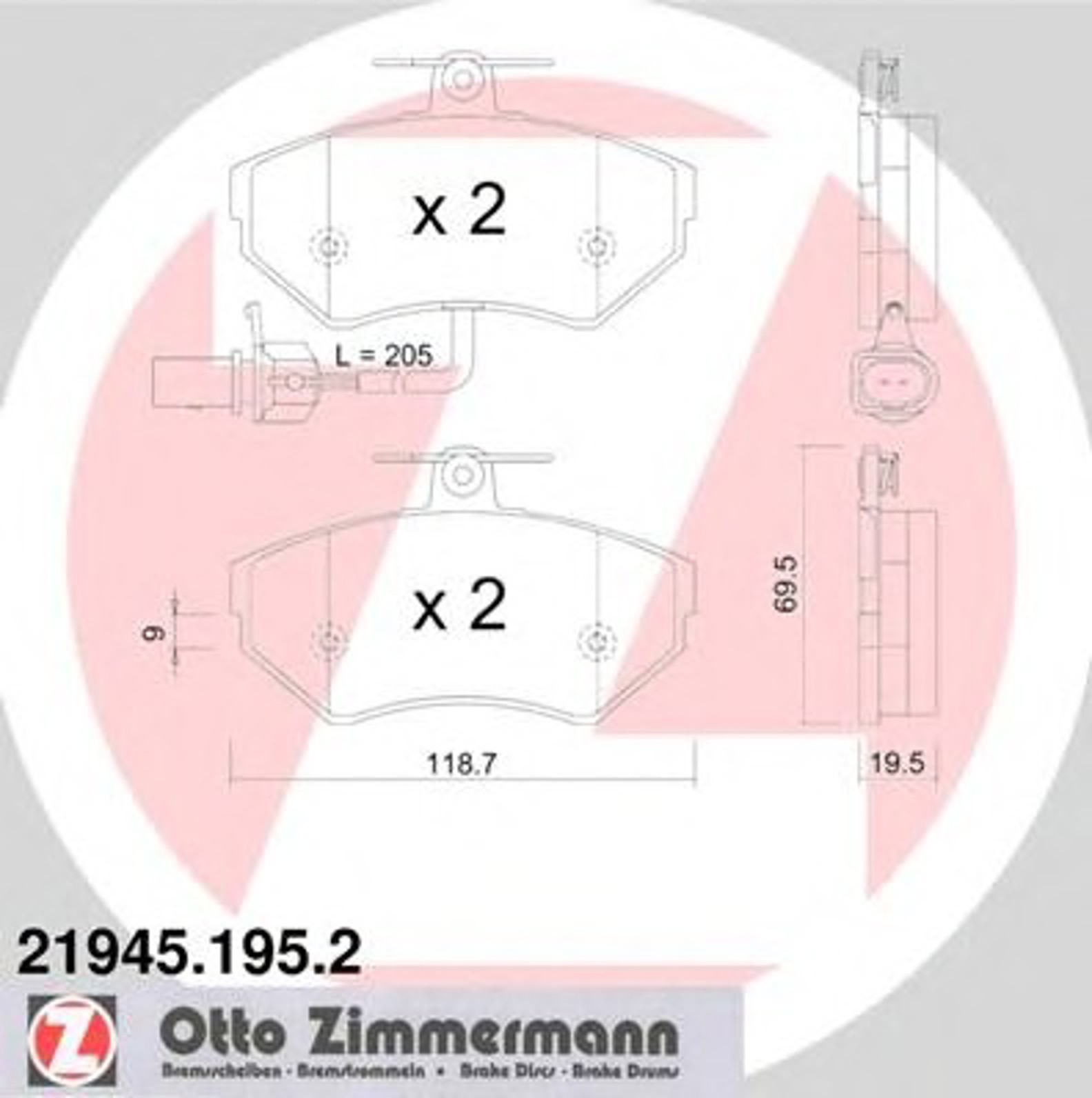 Колодки торм vw passat (b5) все модели пер с датч 95/05-