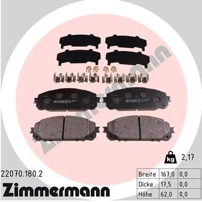 Комплект тормозных колодок дискового тормоза ZIMMERMANN 22070.180.2