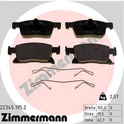 22345.195.2 колодки дисковые передние ZIMMERMANN 22345.195.2
