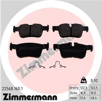 Комплект тормозных колодок дискового тормоза ZIMMERMANN 22568.160.1