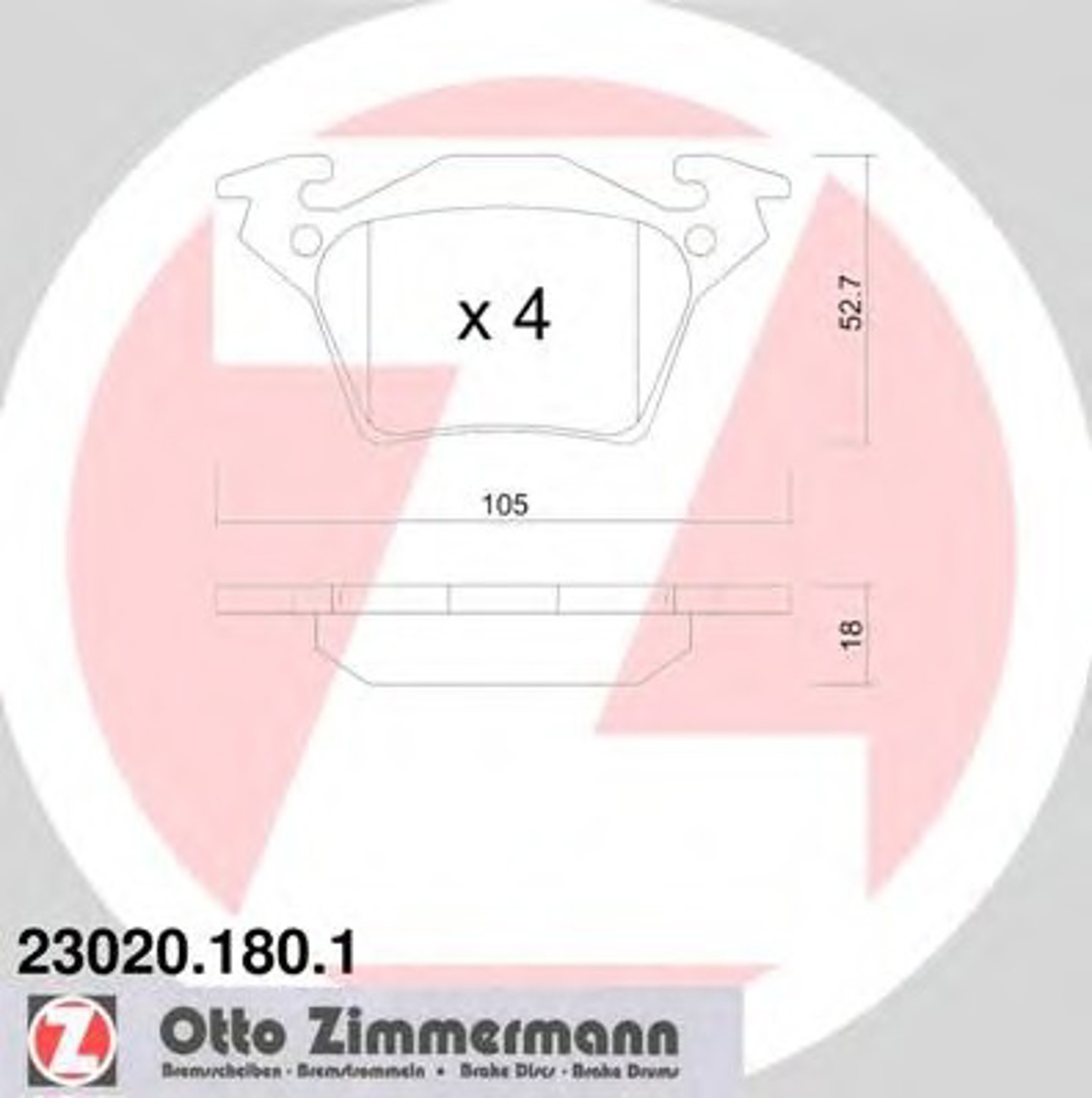 Колодки торм mer w638 vito зад 96/03- ZIMMERMANN 23020.180.1