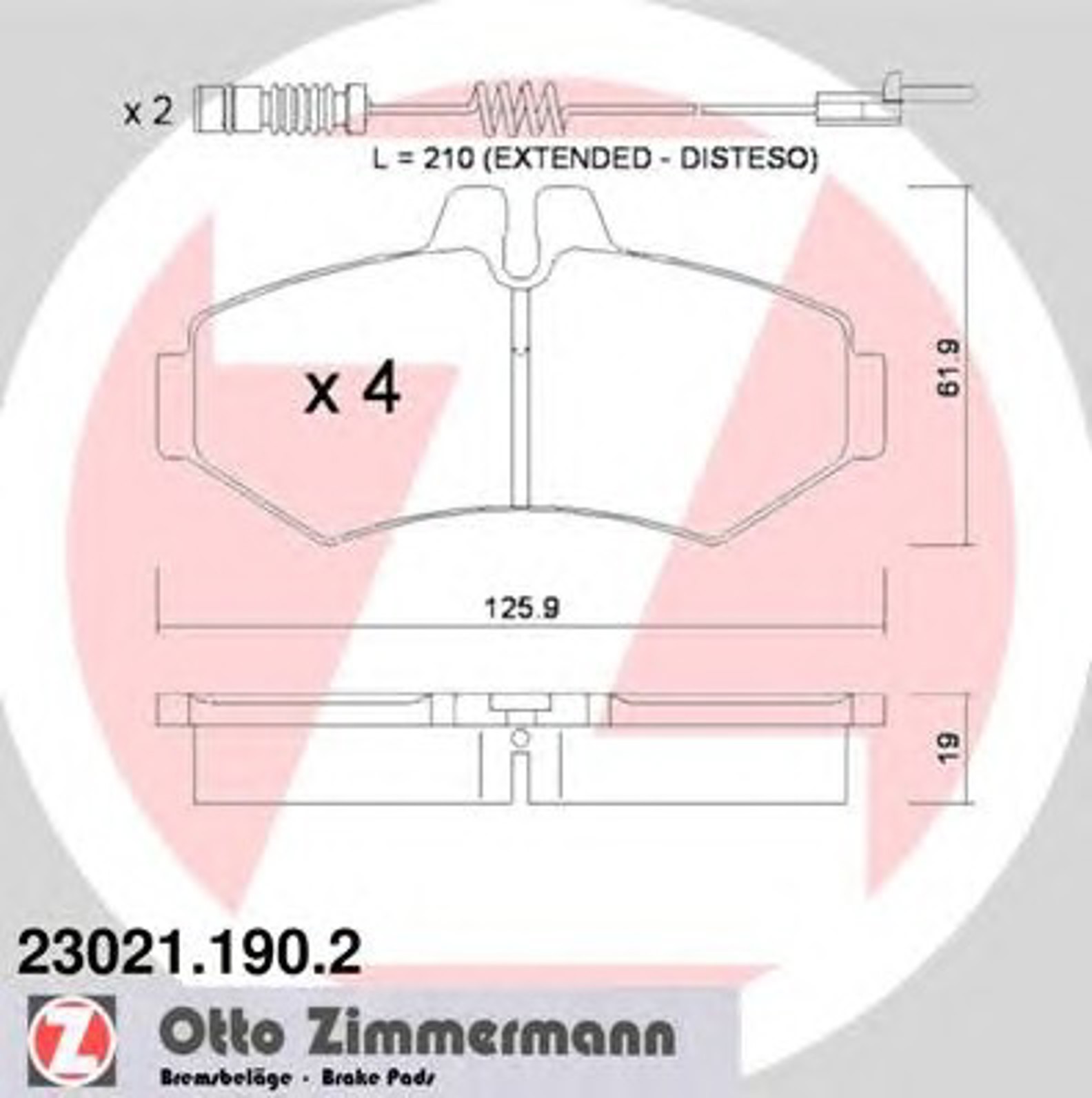 Колодки торм sbb mb w211 2.0-2.4/2.0cdi/2.7cdi 02/vw lt -06 ZIMMERMANN 23021.190.2