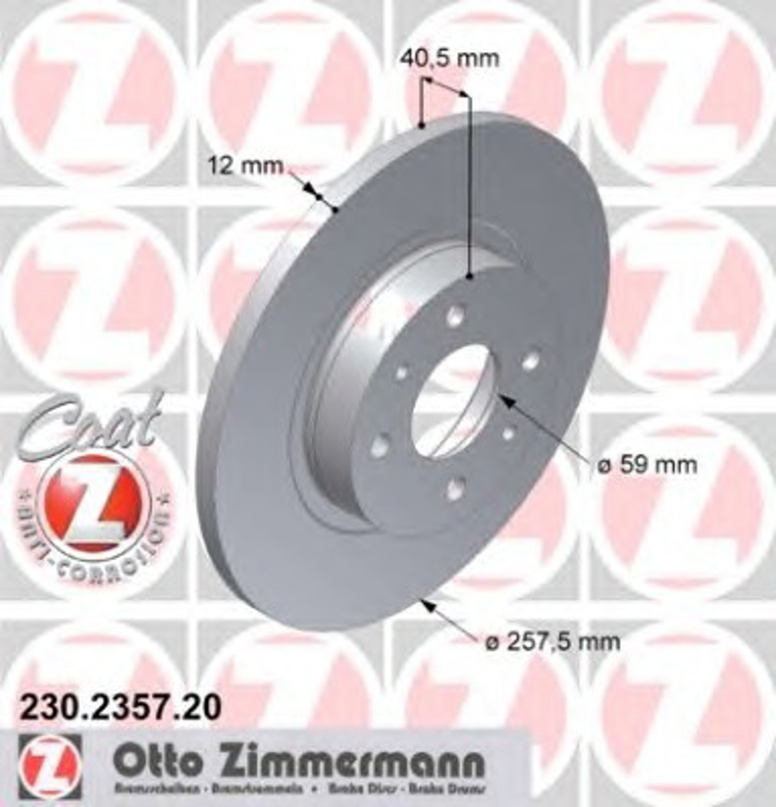 Диск тормозной ZIMMERMANN 230.2357.20