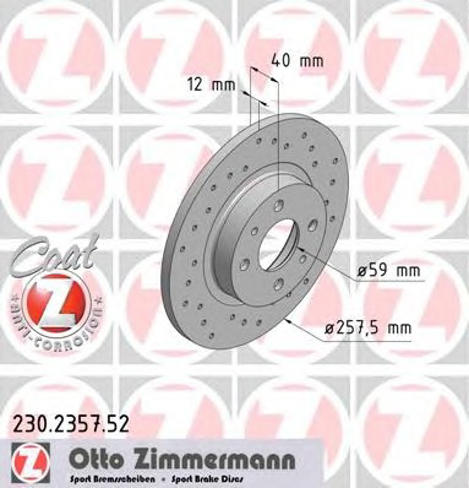 Диск тормозной ZIMMERMANN 230.2357.52