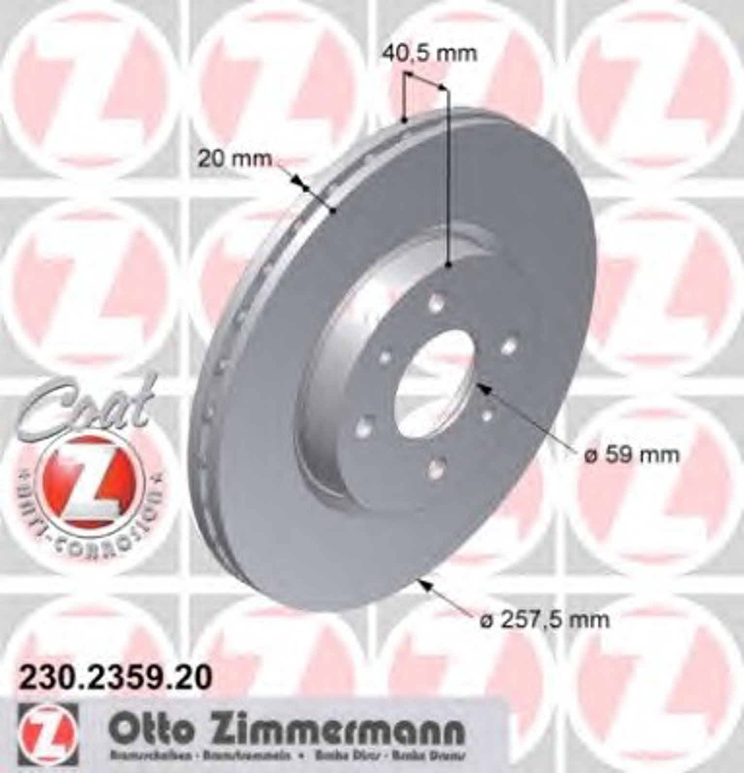 Диск тормозной ZIMMERMANN 230.2359.20