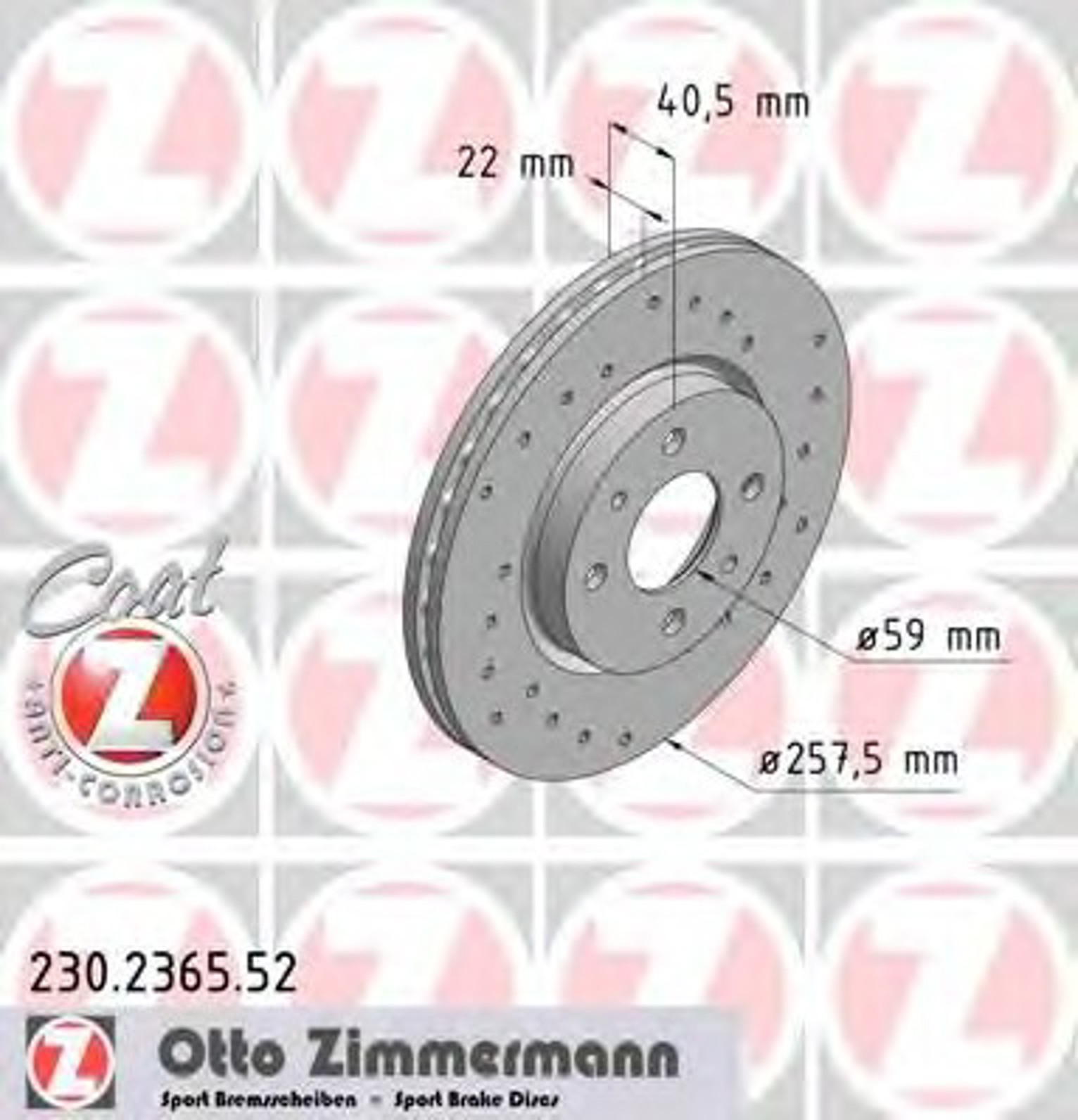 Диск тормозной ZIMMERMANN 230.2365.52