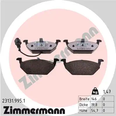 Тормозные колодки дисковые ZIMMERMANN 23131.995.1