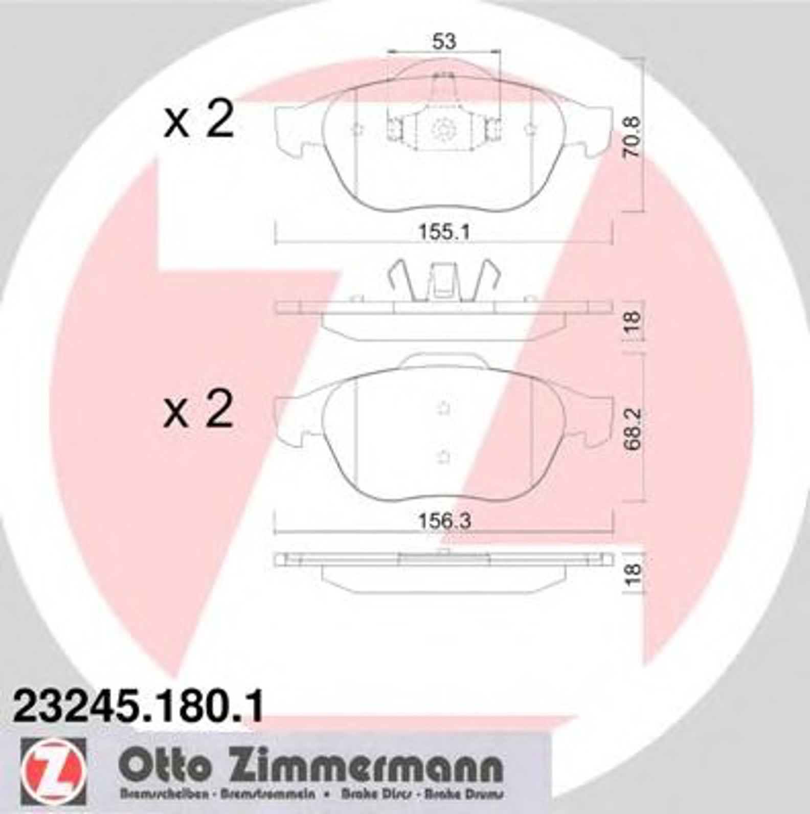 Колодки торм ren lagunna ii 1.9/2.0/2.2 пер 01/05- ZIMMERMANN 23245.180.1